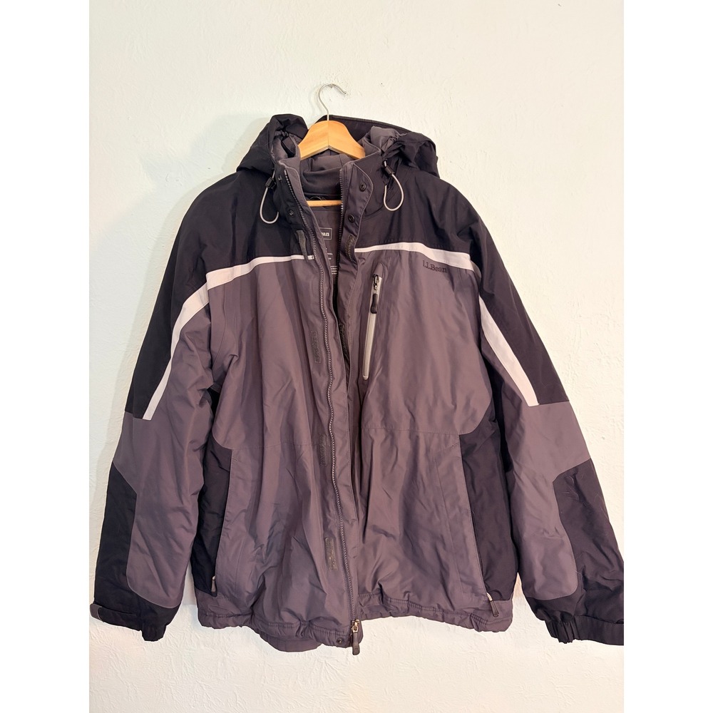 L.L. Bean Men's Winter Jacket XXL Gray Black Insulated Hooded Parka Gorpcore